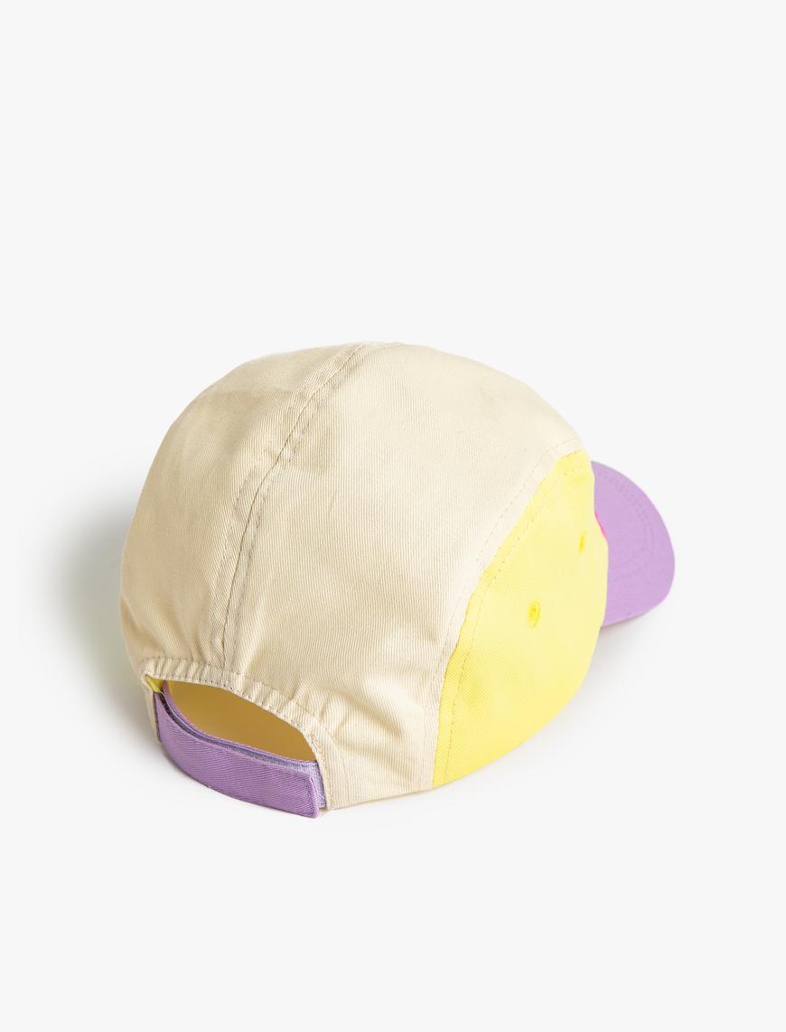  Kız Çocuk Şapka Renk Bloklu Pamuklu