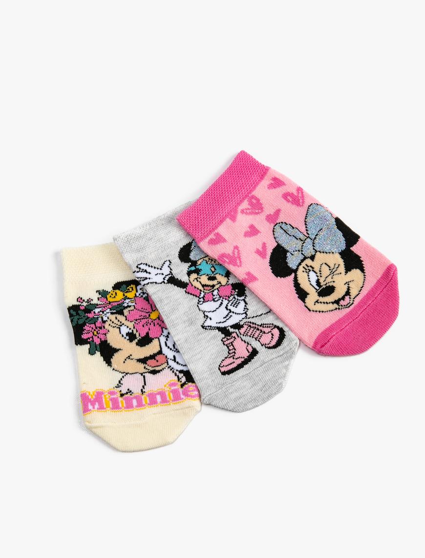  Kız Çocuk Minnie Mouse Çorap Seti Lisanslı 3'lü