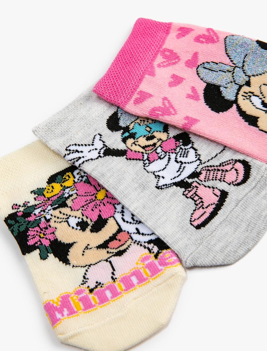  Kız Çocuk Minnie Mouse Çorap Seti Lisanslı 3'lü