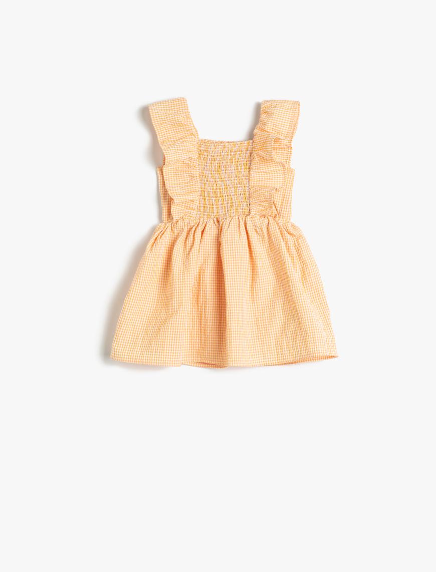  Kız Bebek Elbise Fırfırlı Gipe Detaylı Pötikareli