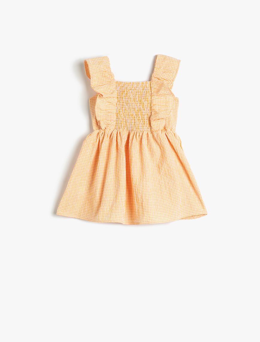  Kız Bebek Elbise Fırfırlı Gipe Detaylı Pötikareli