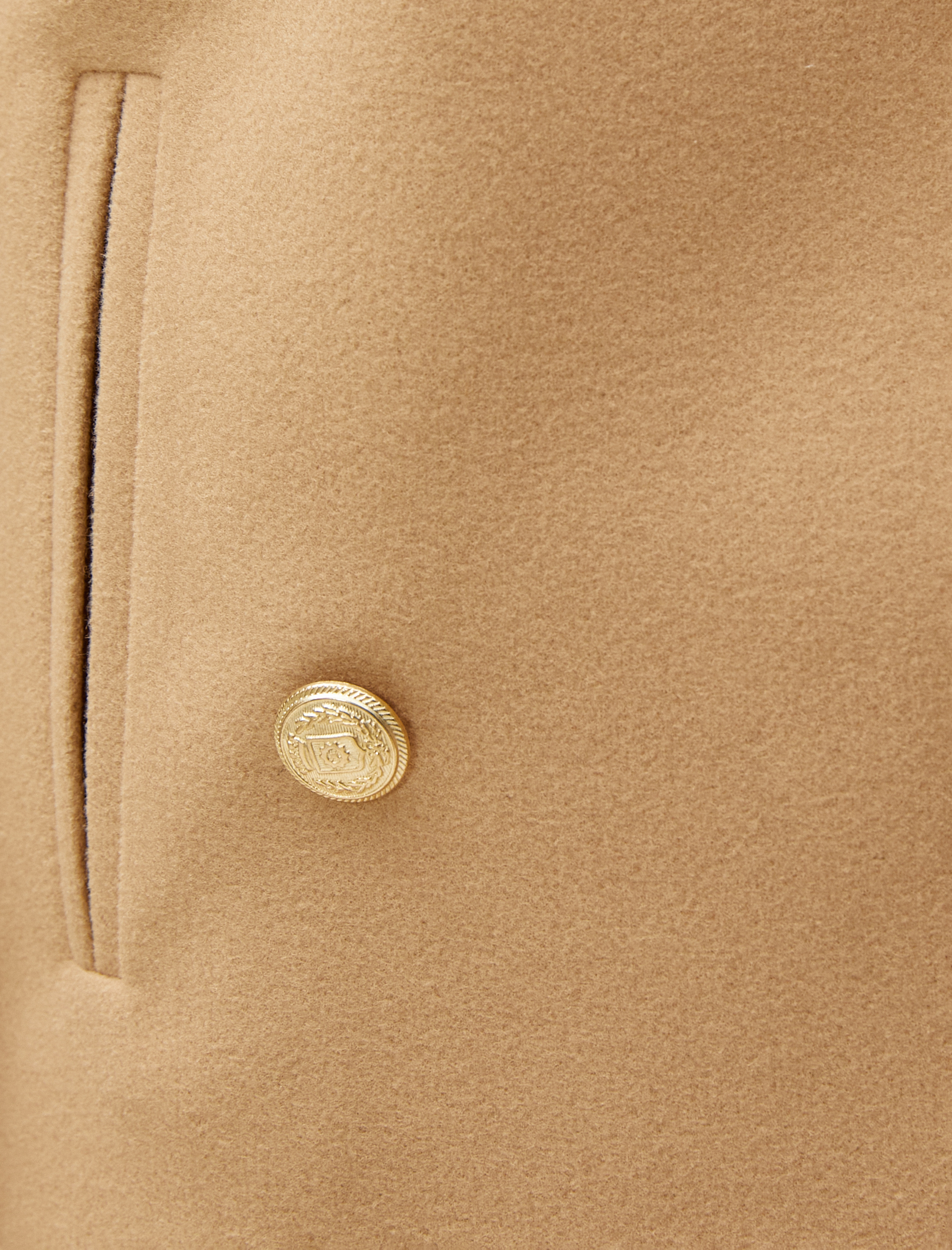   Kaşe Kaban Kısa Kruvaze Kapama Düğmeli Cepli