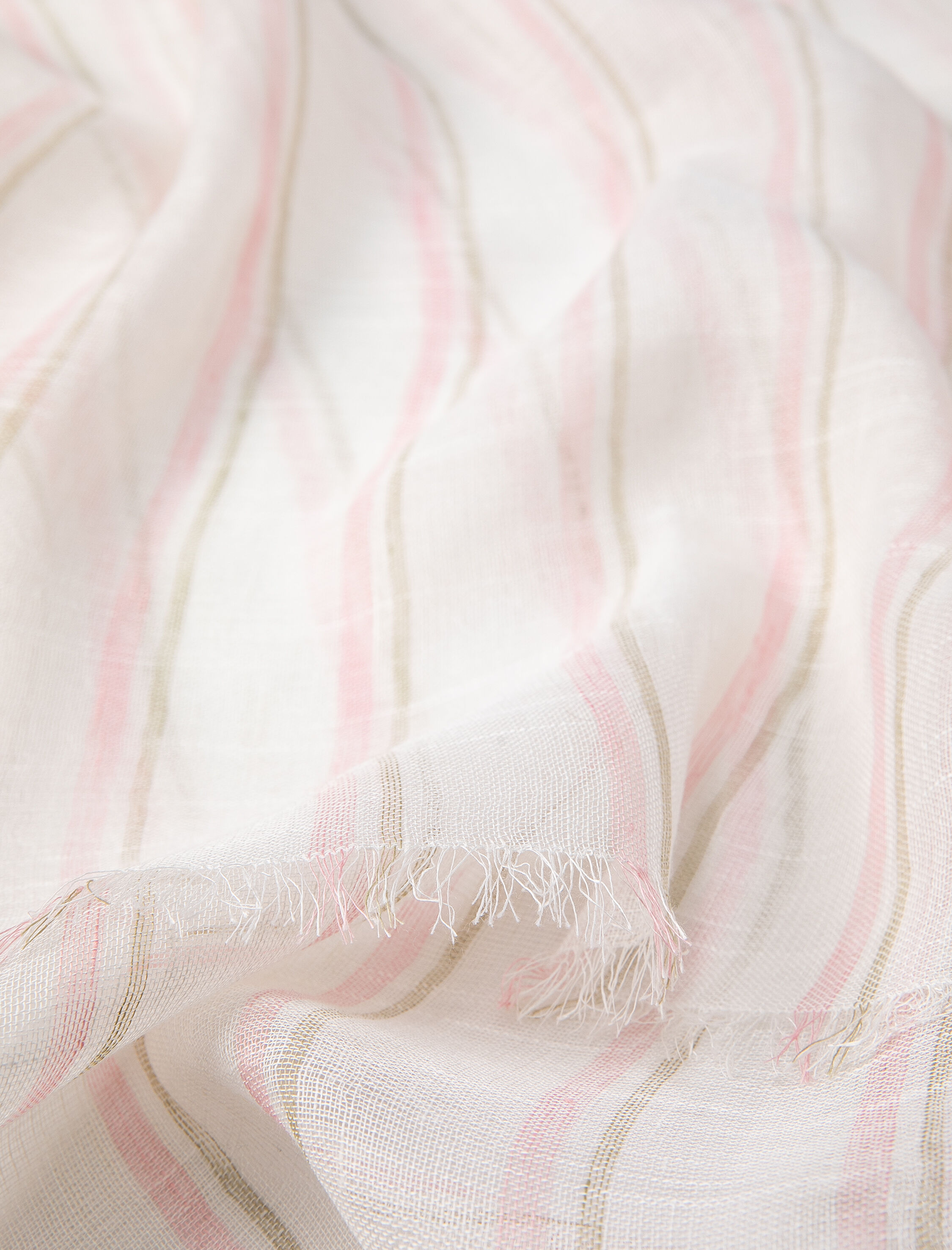  Kadın Keten Fular Çizgili 70x180 cm