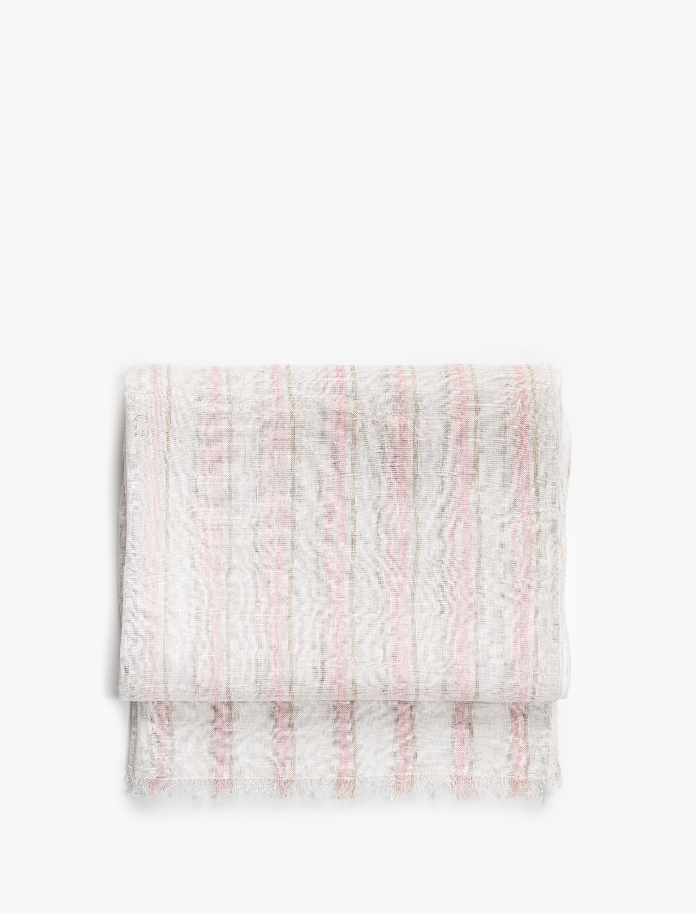  Kadın Keten Fular Çizgili 70x180 cm