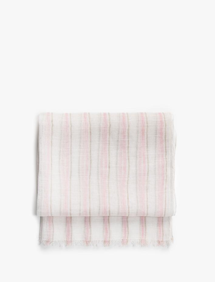 Kadın Keten Fular Çizgili 70x180 cm