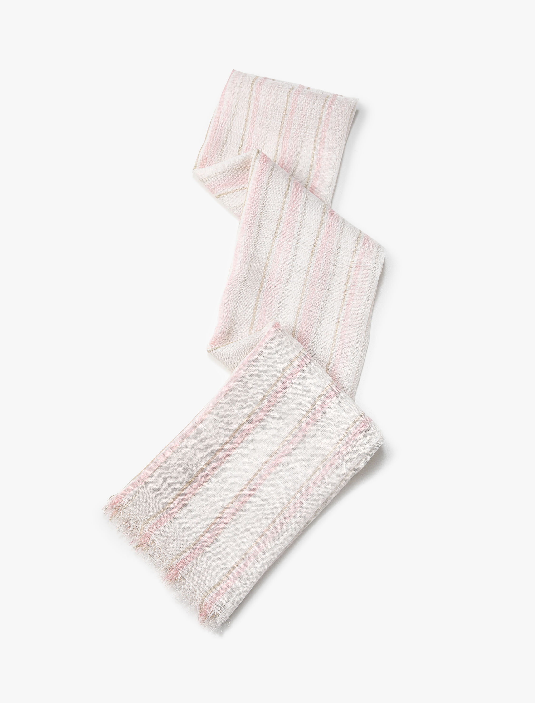  Kadın Keten Fular Çizgili 70x180 cm