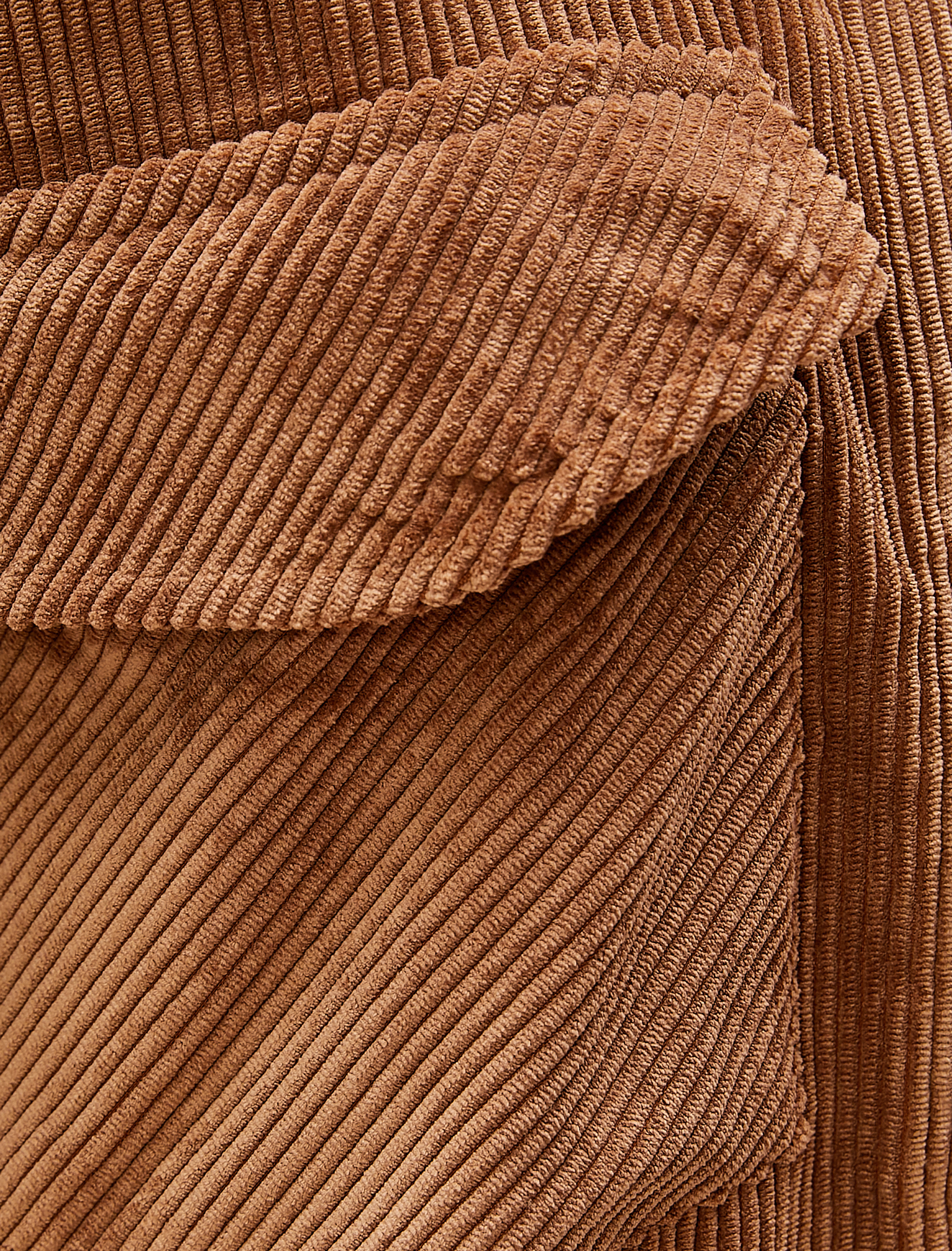   Kadife Gömlek Ceket Büyük Cepli Düğmeli Fitilli Uzun Kollu