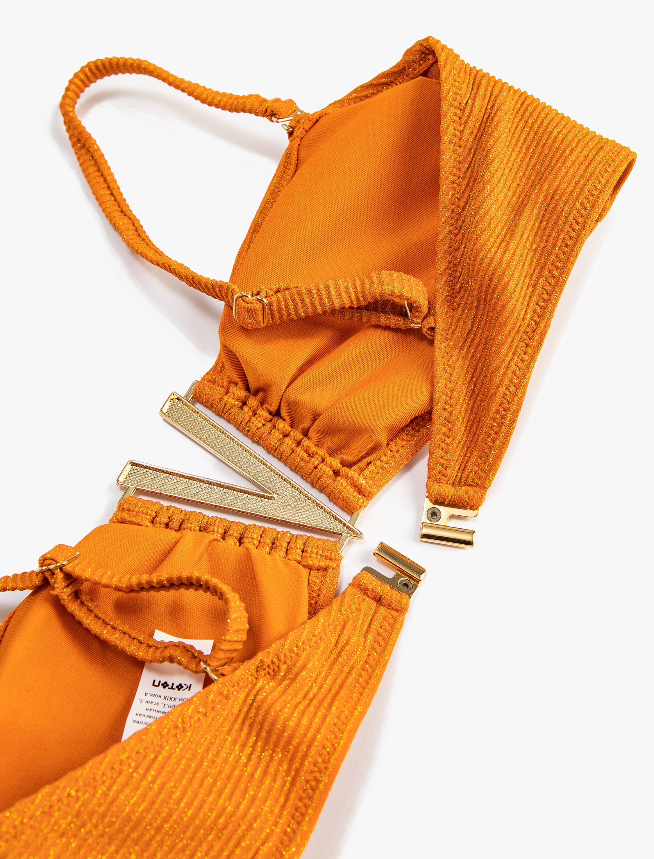   Bikini Üstü Askılı Metal Aksesuarlı Parlak Çıkarılabilir Askılı