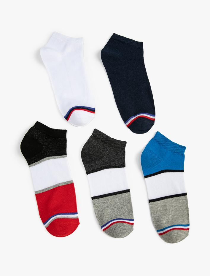 Erkek 5'li Patik Çorap Seti Çizgili Çok Renkli