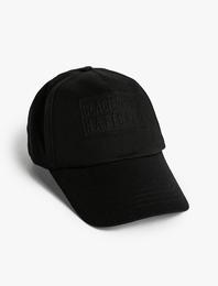Kep Şapka Slogan İşlemeli Pamuklu