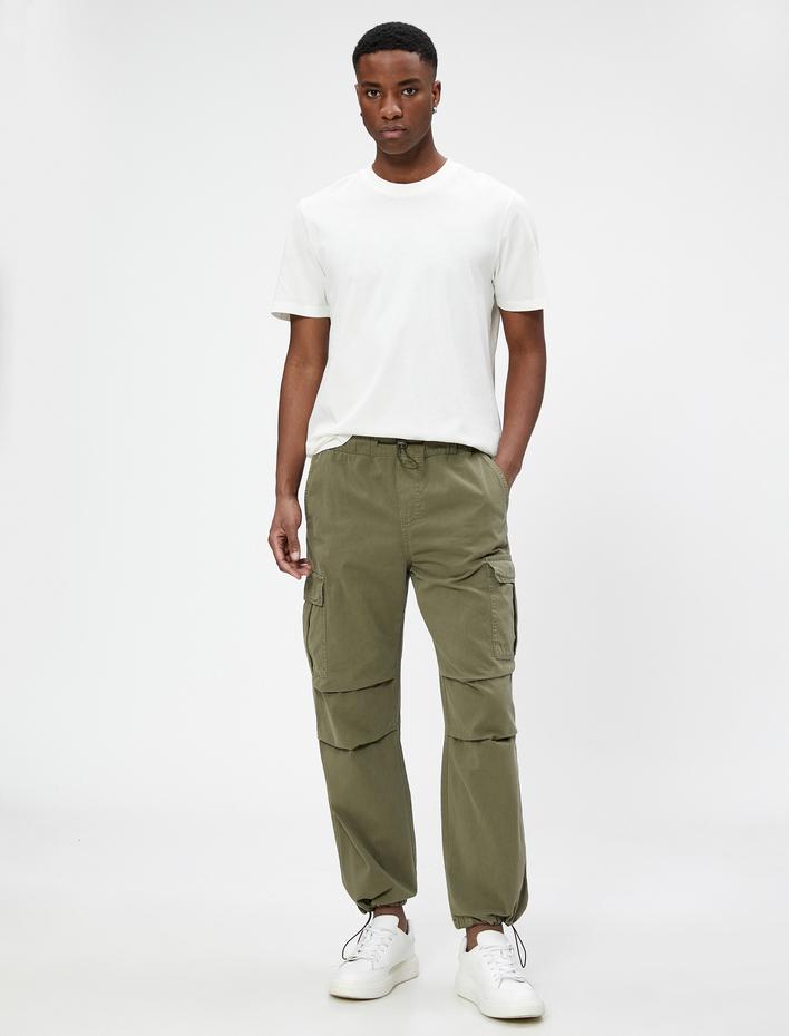  Paraşüt Pantolon Bol Kesim Stoperli Kargo Cep Detaylı Pamuklu