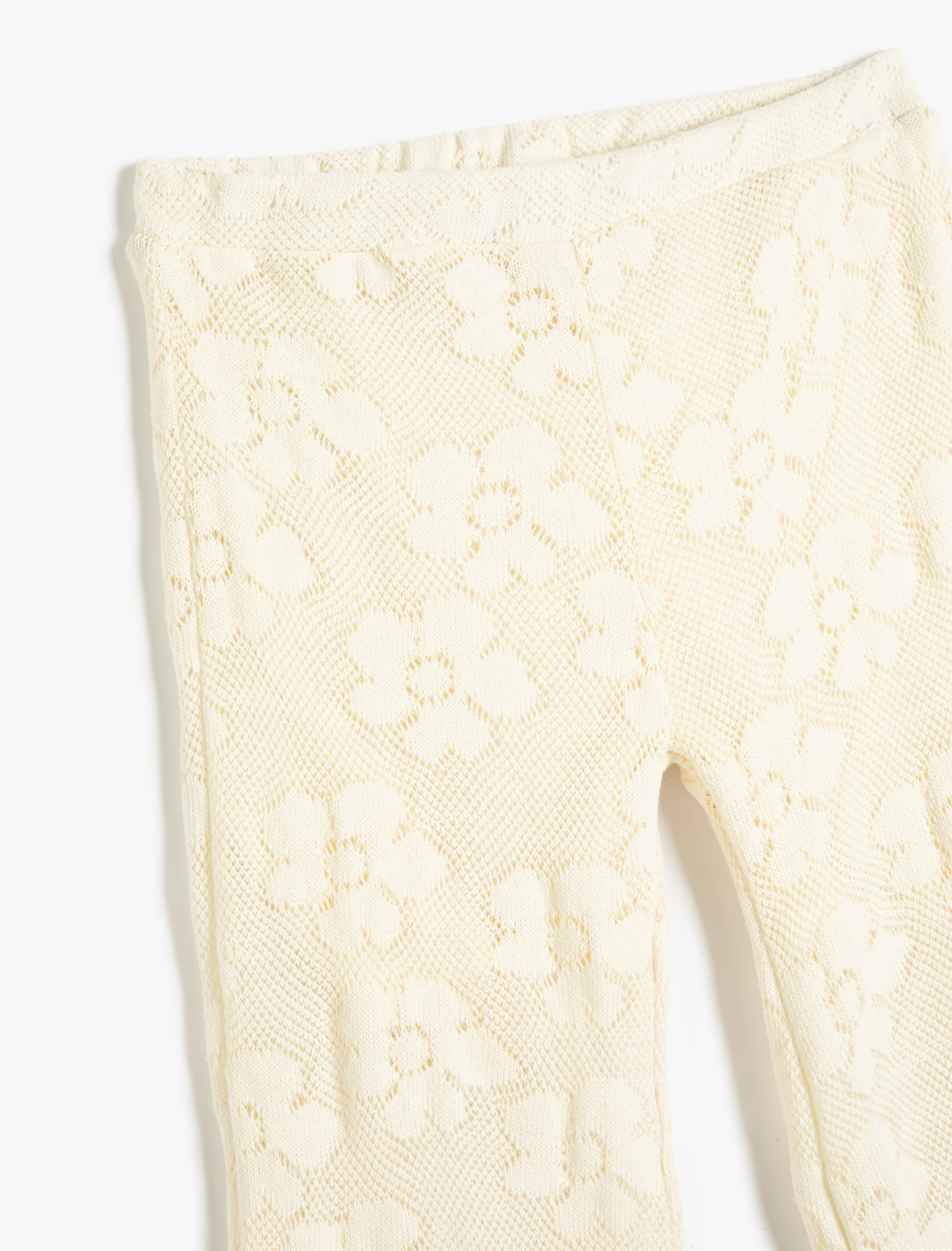  Kız Çocuk İspanyol Paça Kroşe Tayt Pantolon Yarım Astarlı Beli Lastikli