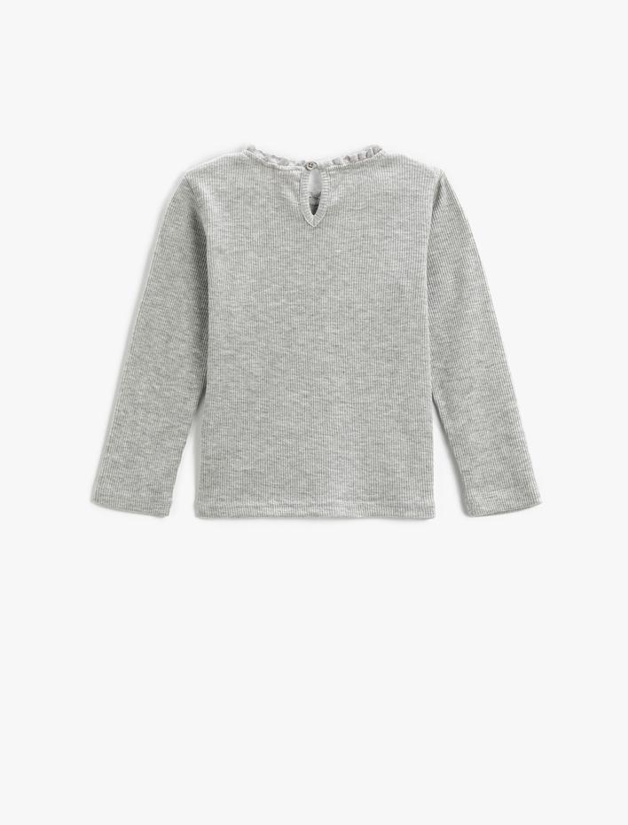 Kız Bebek Basic Fırfırlı Bisiklet Yaka Tişört Uzun Kollu