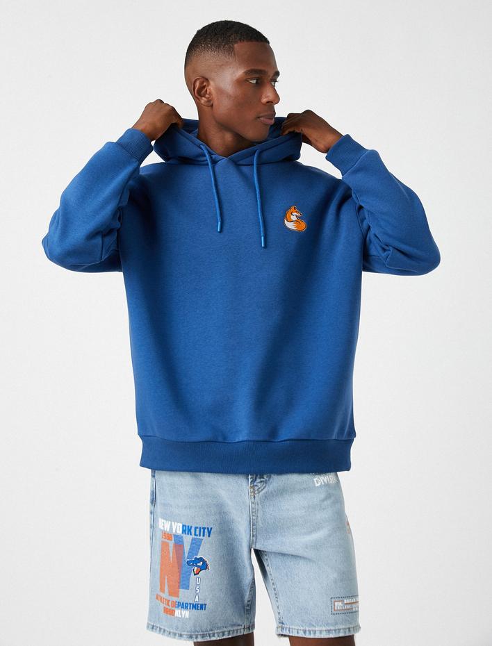  Tilki Baskılı Kapşonlu Sweatshirt