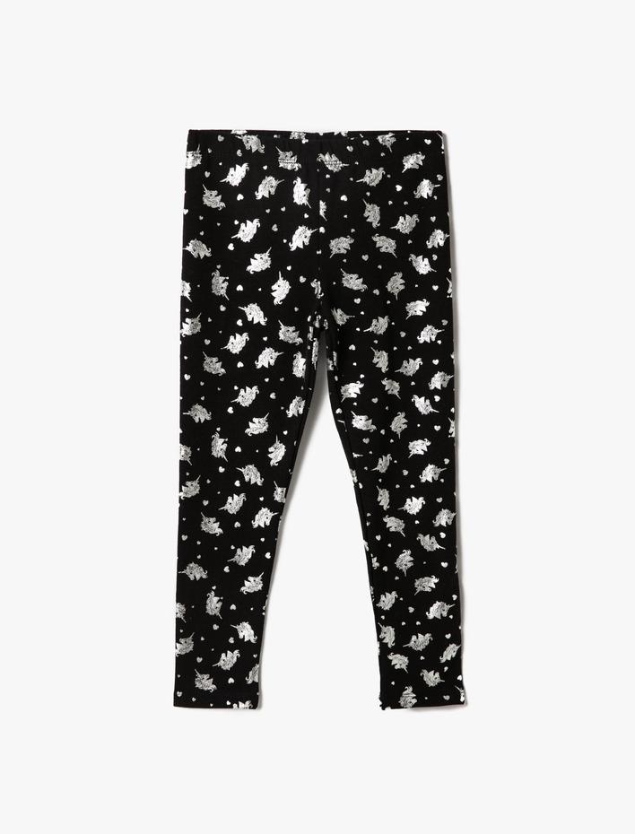 Kız Çocuk Unicorn Baskılı Tayt Pamuklu