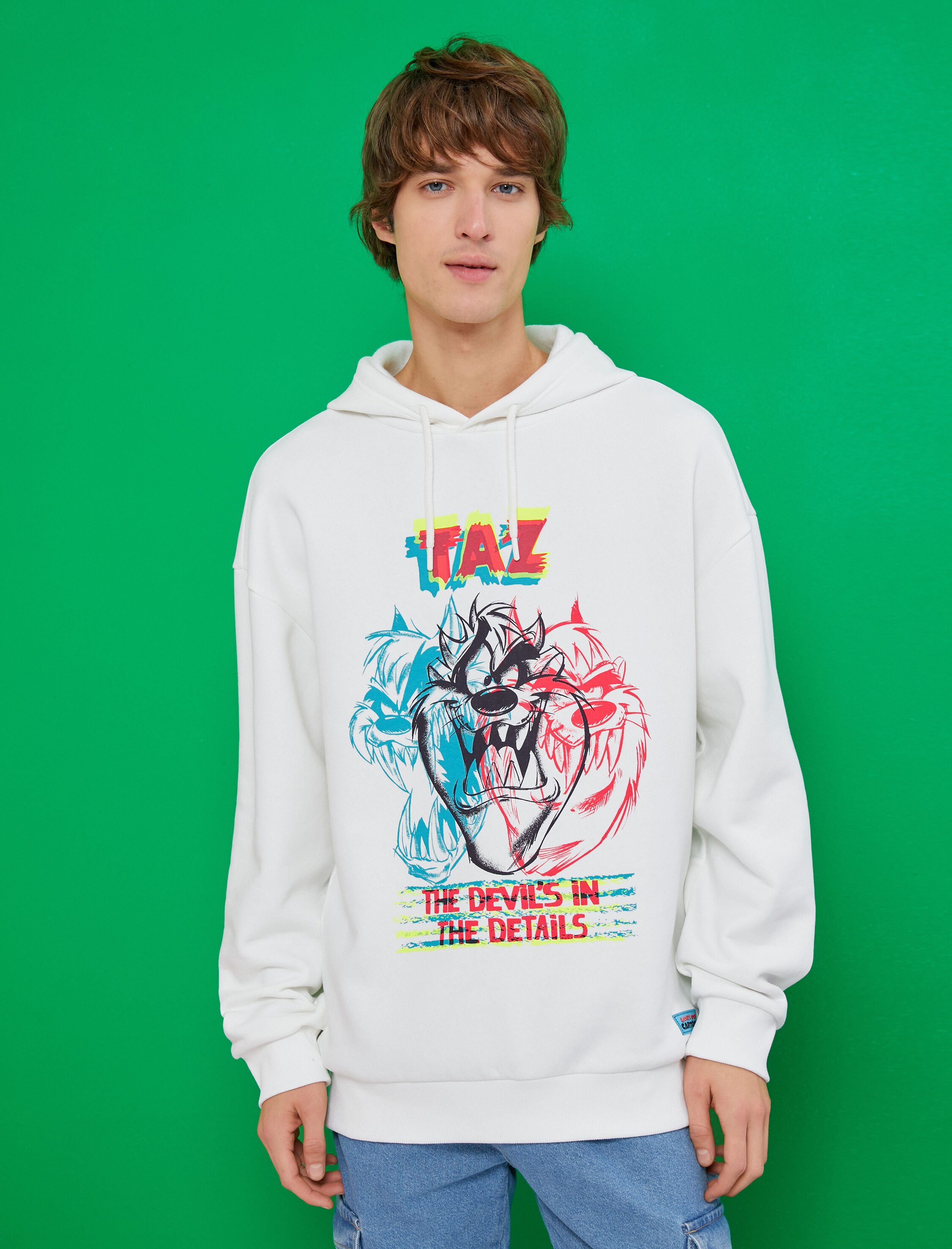   Tazmanya Canavarı Oversize Sweatshirt Şardonlu Lisanslı Baskılı