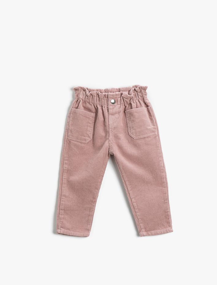 Kız Bebek Fitilli Kadife Havuç Pantolon Pamuklu