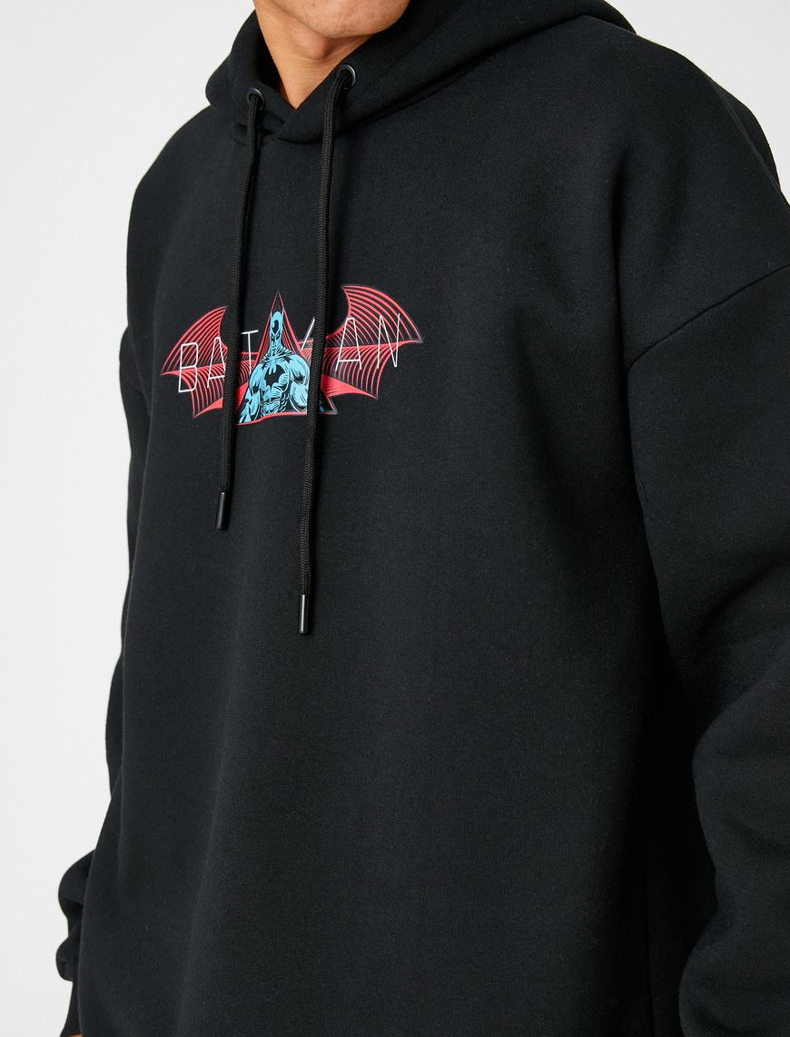   Batman Kapşonlu Oversize Sweatshirt Şardonlu Lisanslı Baskılı