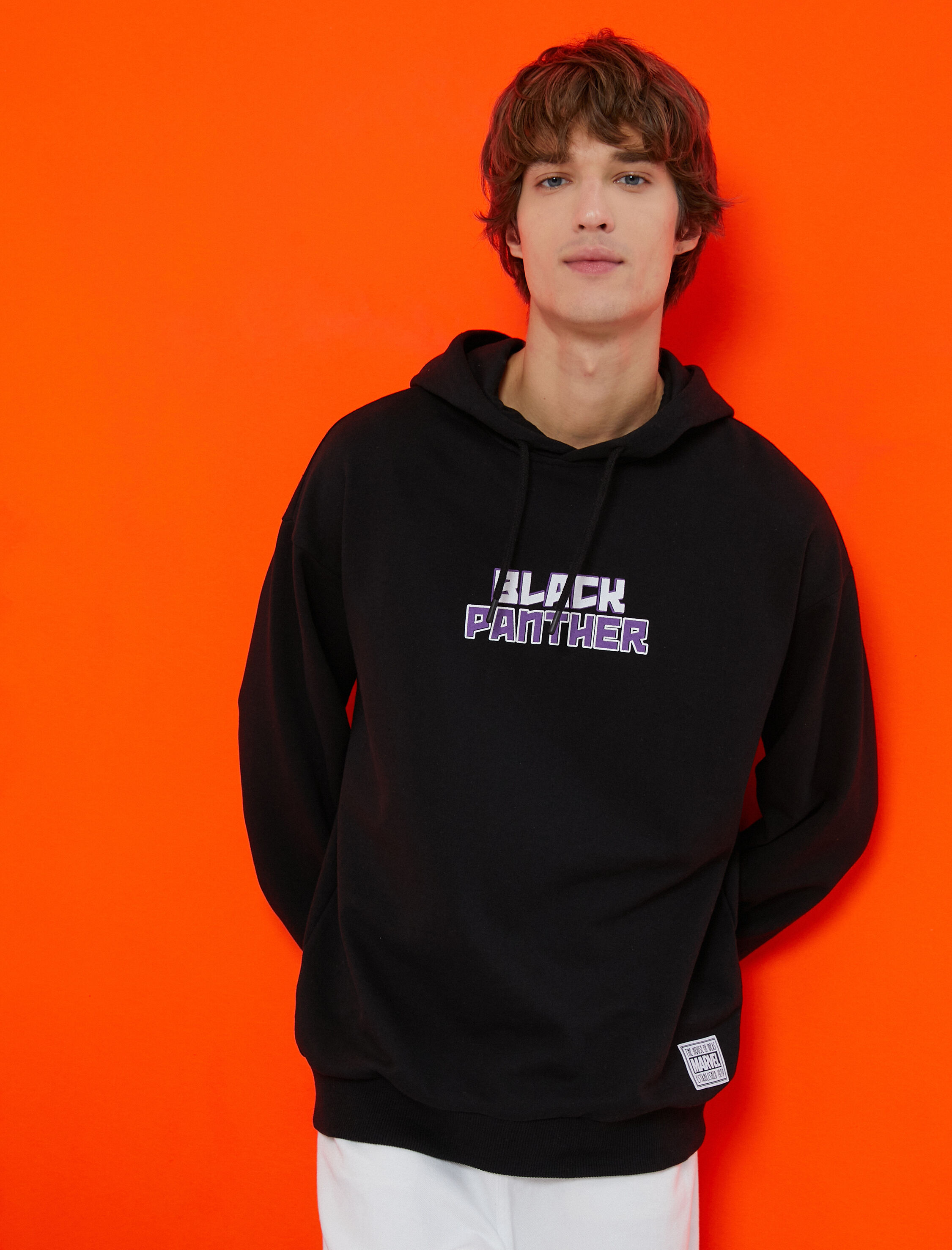   Marvel Kapşonlu Oversize Sweatshirt Şardonlu Lisanslı Baskılı