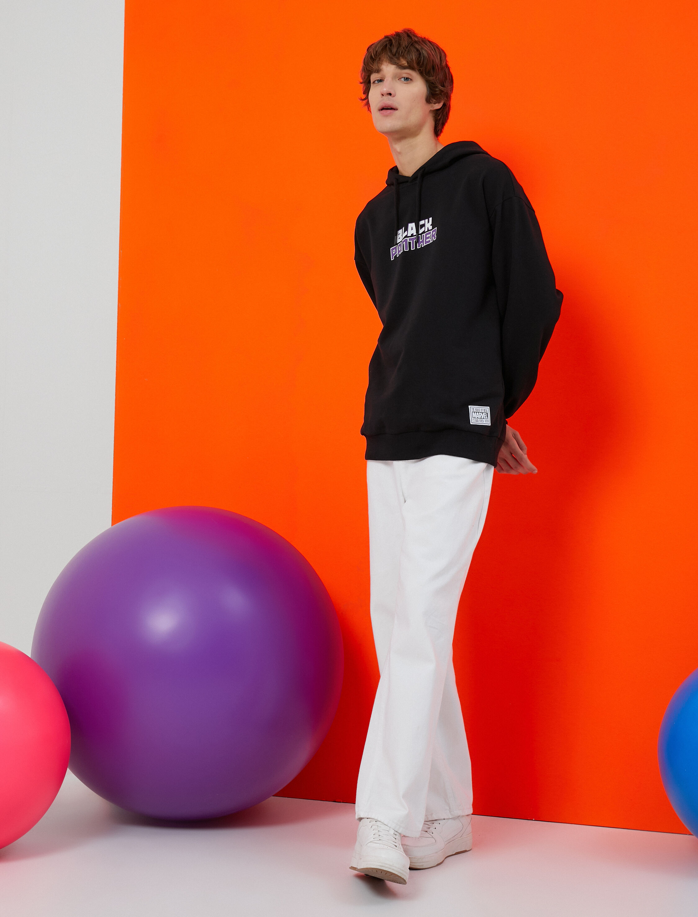   Marvel Kapşonlu Oversize Sweatshirt Şardonlu Lisanslı Baskılı