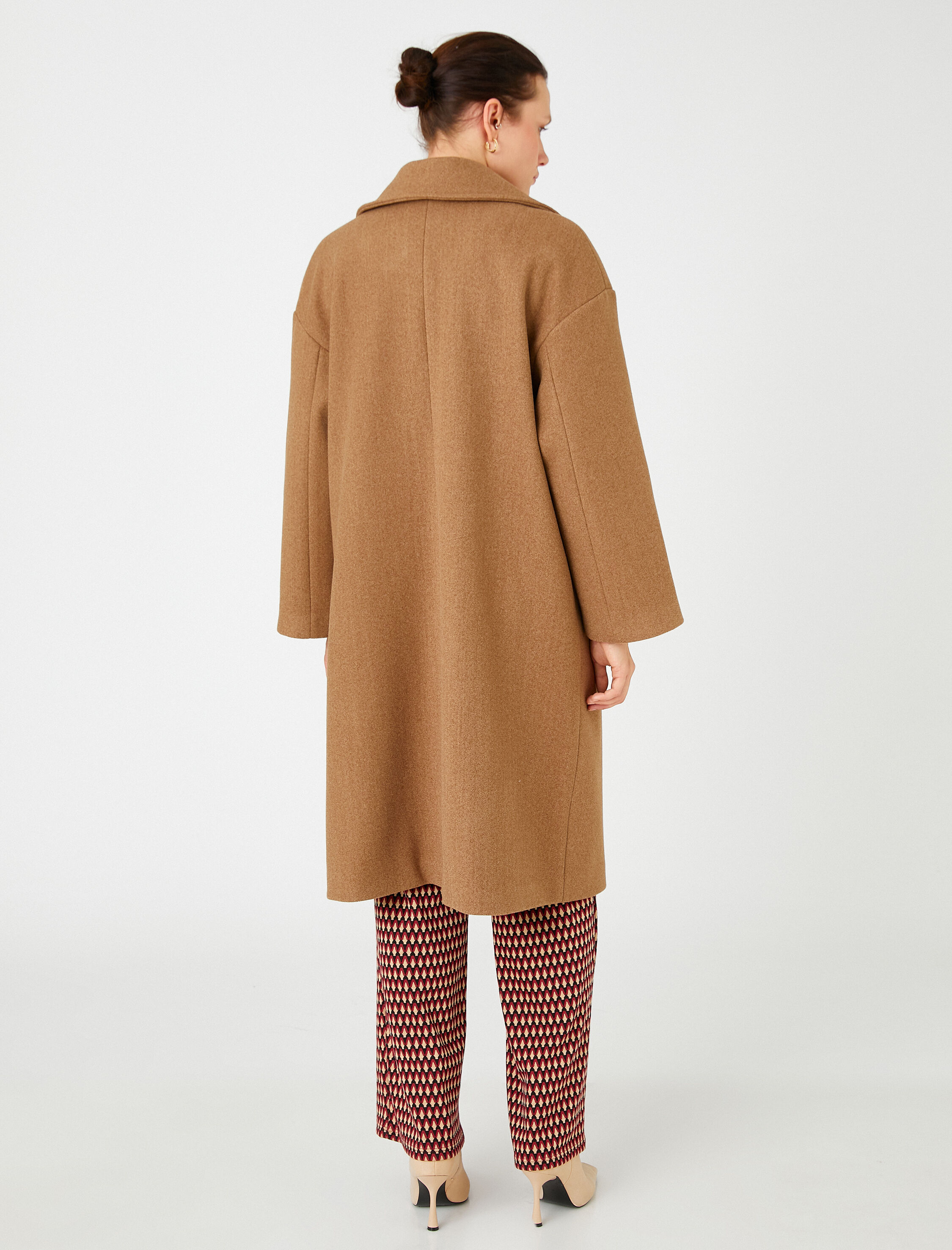   Midi Boy Kaşe Kaban Kruvaze Düğmeli