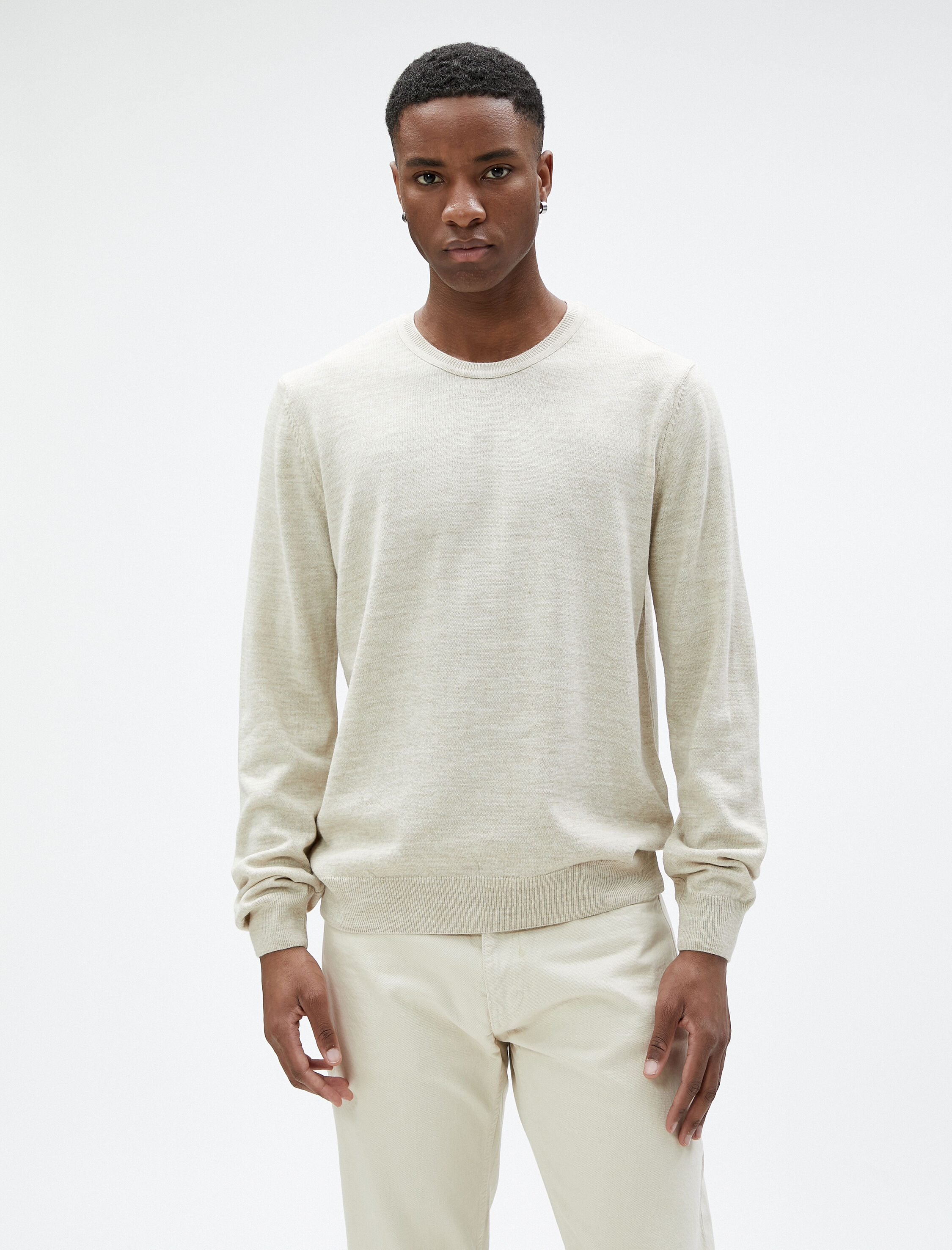   Basic Triko Kazak Bisiklet Yaka Dar Kesim Uzun Kollu