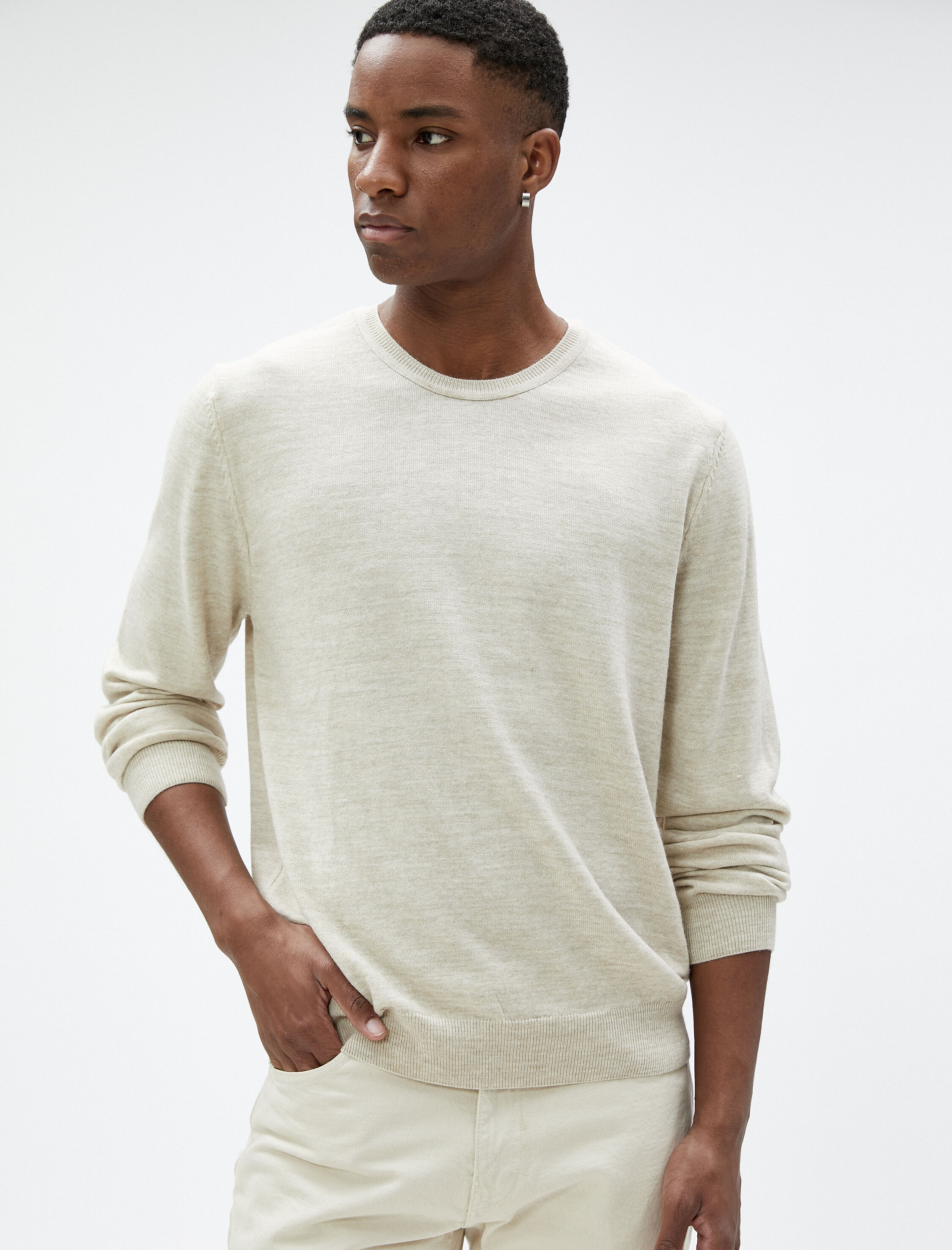   Basic Triko Kazak Bisiklet Yaka Dar Kesim Uzun Kollu