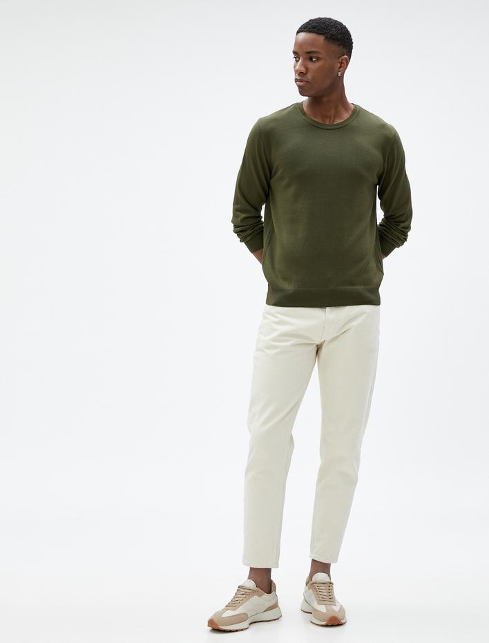  Basic Triko Kazak Bisiklet Yaka Dar Kesim Uzun Kollu