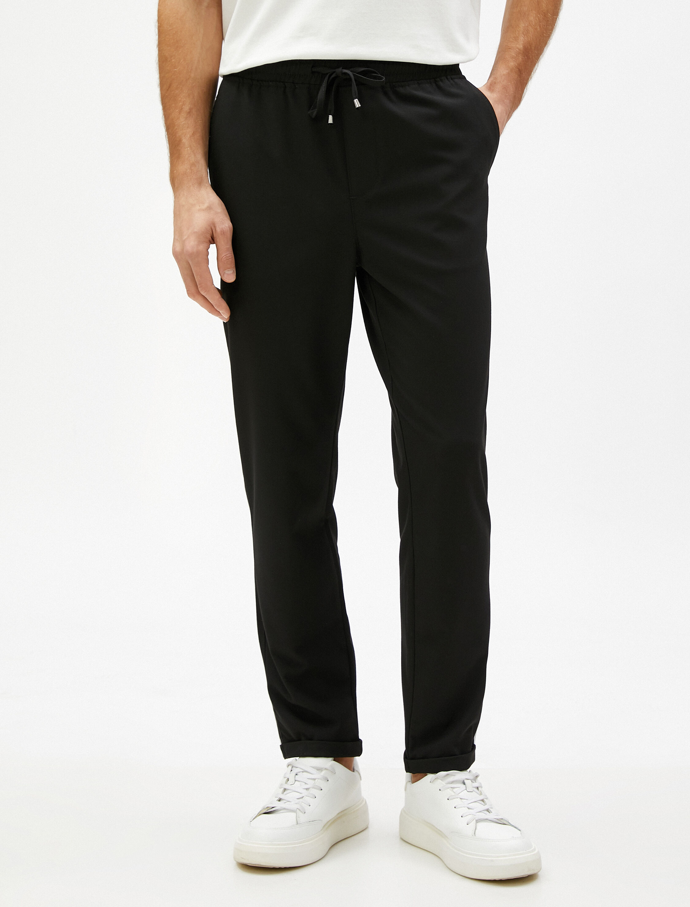   Basic Dokuma Pantolon Beli Bağcıklı Cep Detaylı