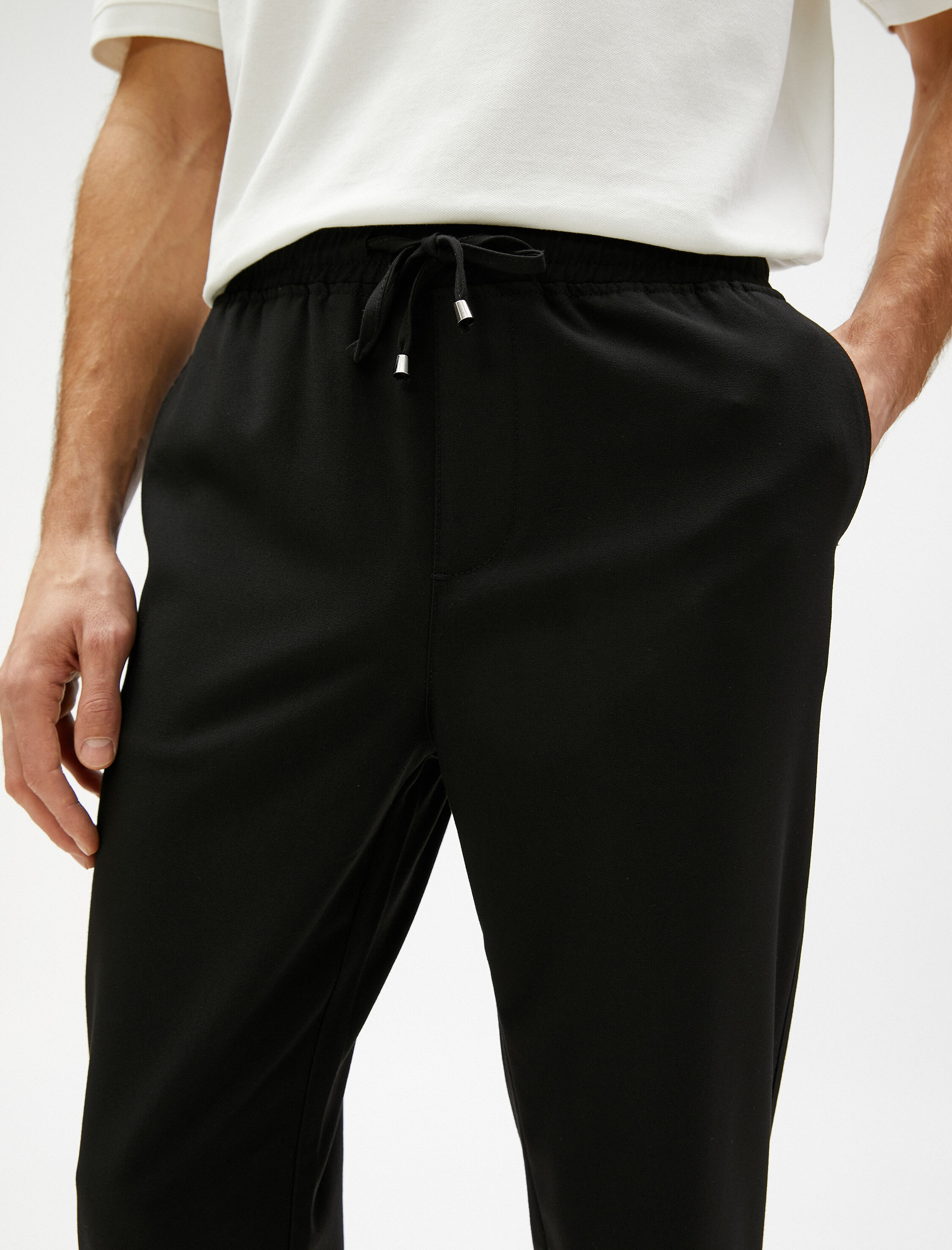   Basic Dokuma Pantolon Beli Bağcıklı Cep Detaylı