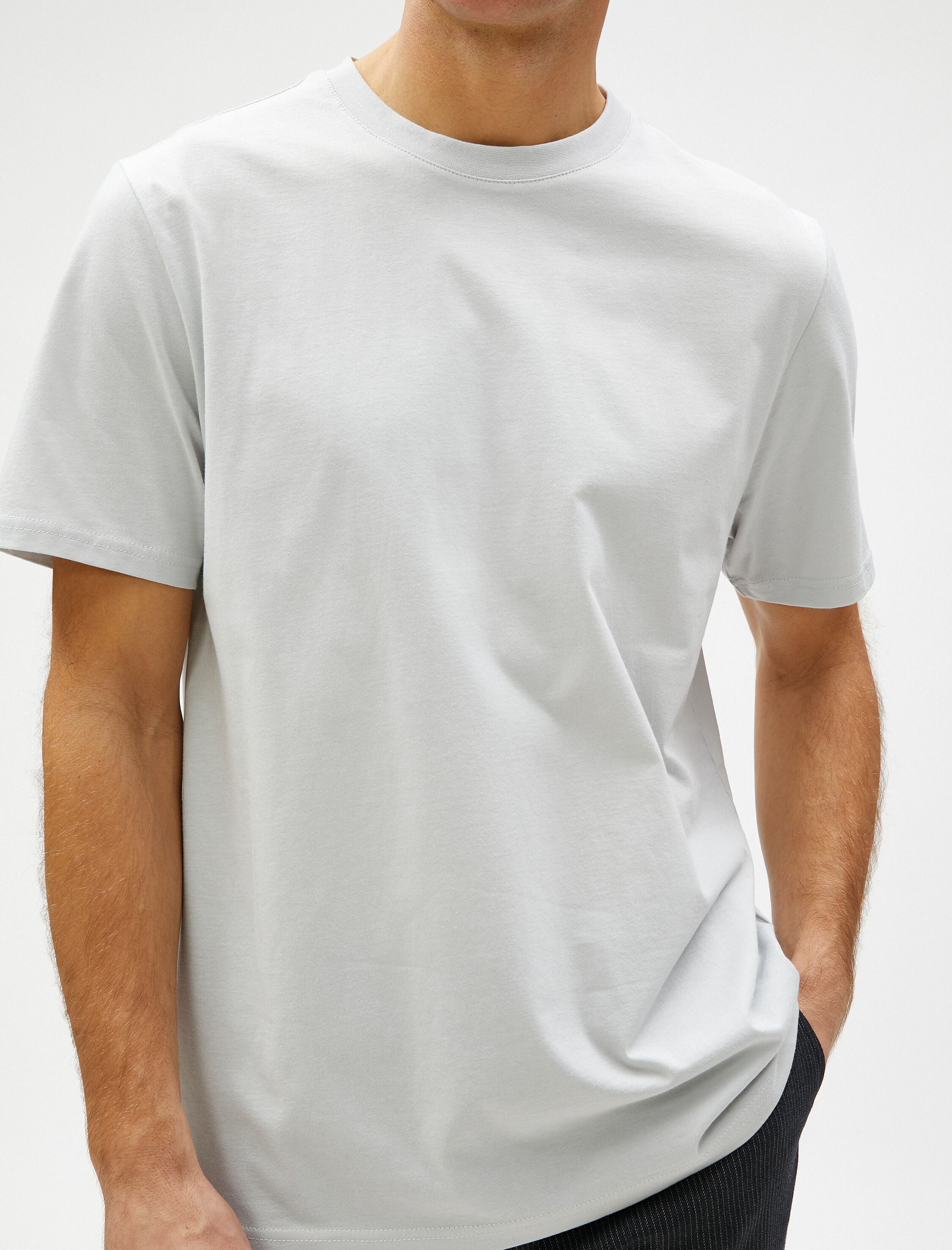   Basic Tişört Bisiklet Yaka Kısa Kollu Pamuklu