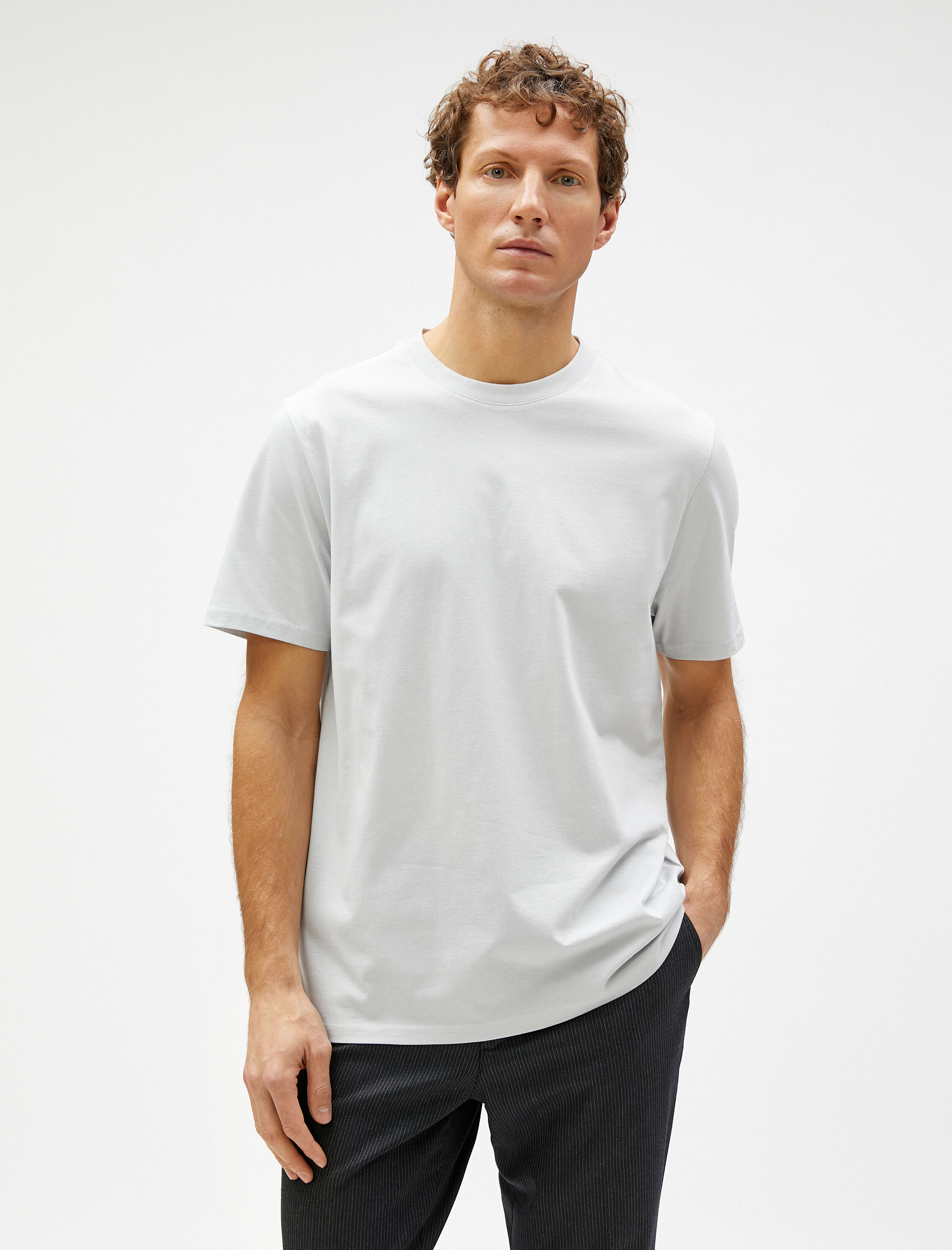   Basic Tişört Bisiklet Yaka Kısa Kollu Pamuklu