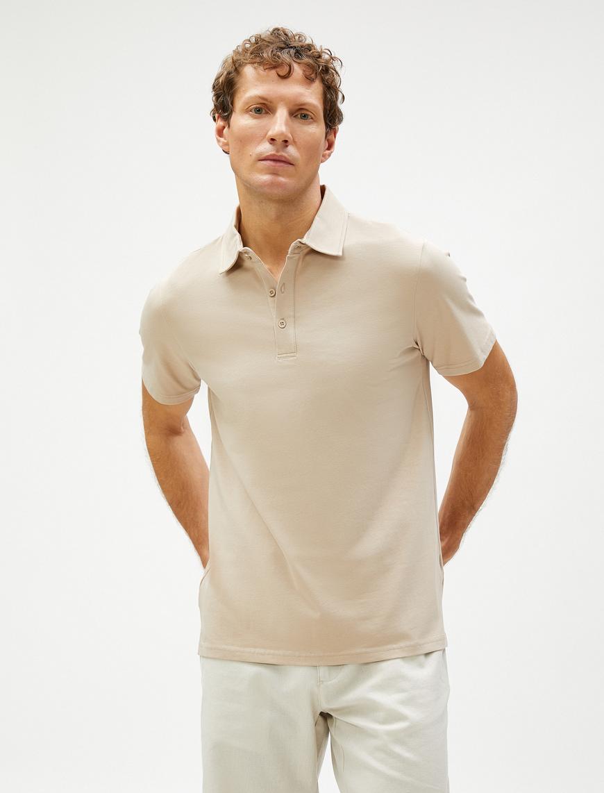   Basic Tişört Polo Yaka Pamuklu