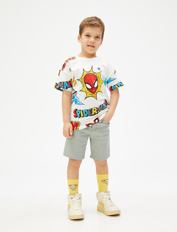 Erkek Çocuk Kot Şort Basic Cepli Pamuklu Beli Ayarlanabilir Lastikli