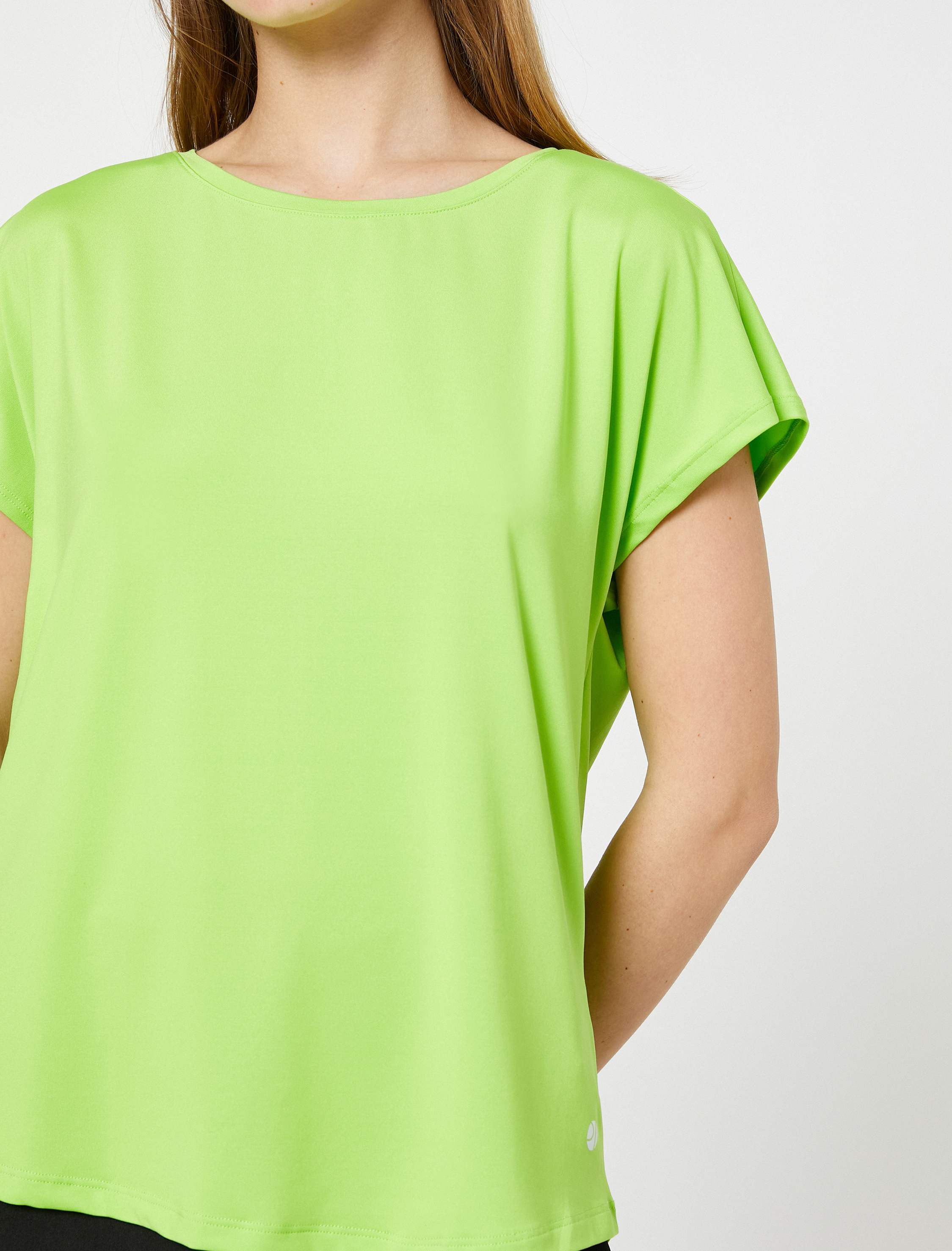   Basic Spor Tişört Bisiklet Yaka Yarasa Kollu