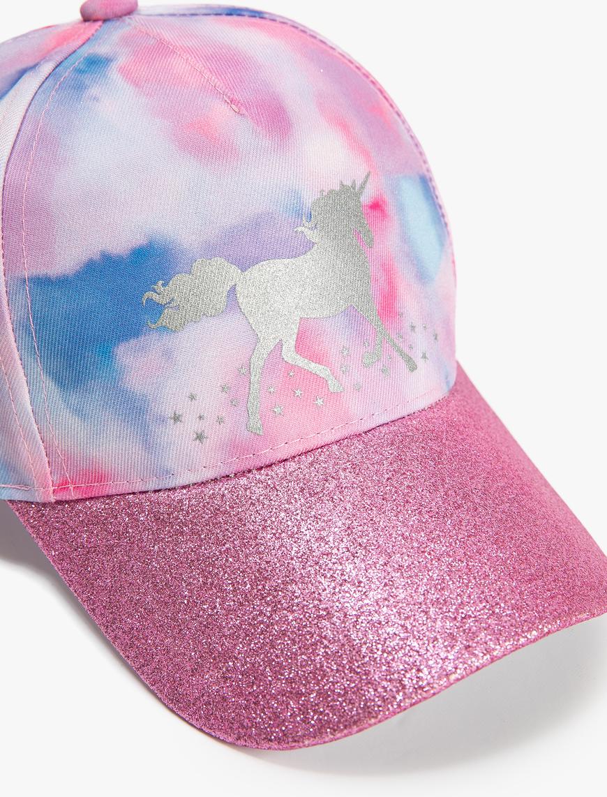  Kız Çocuk Unicorn Şapka Parlak Batik Desenli