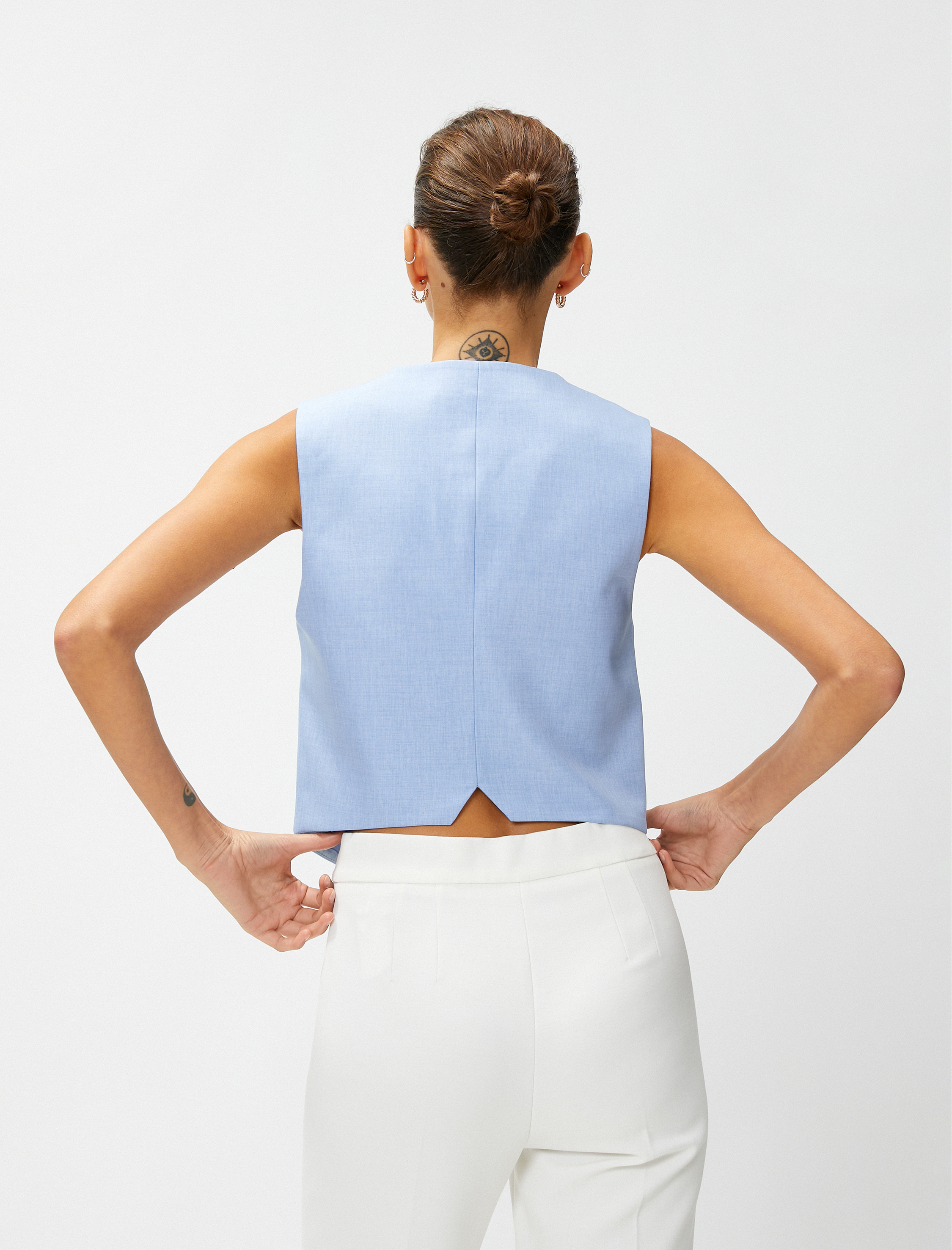   Crop Yelek Düğmeli