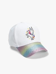 Unicorn Şapka Simli İşlemeli