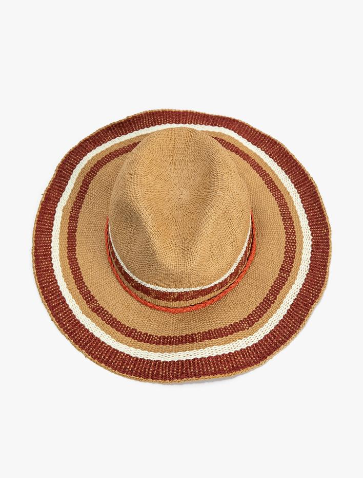 Kadın Hasır Şapka Fötr Örgü Detaylı