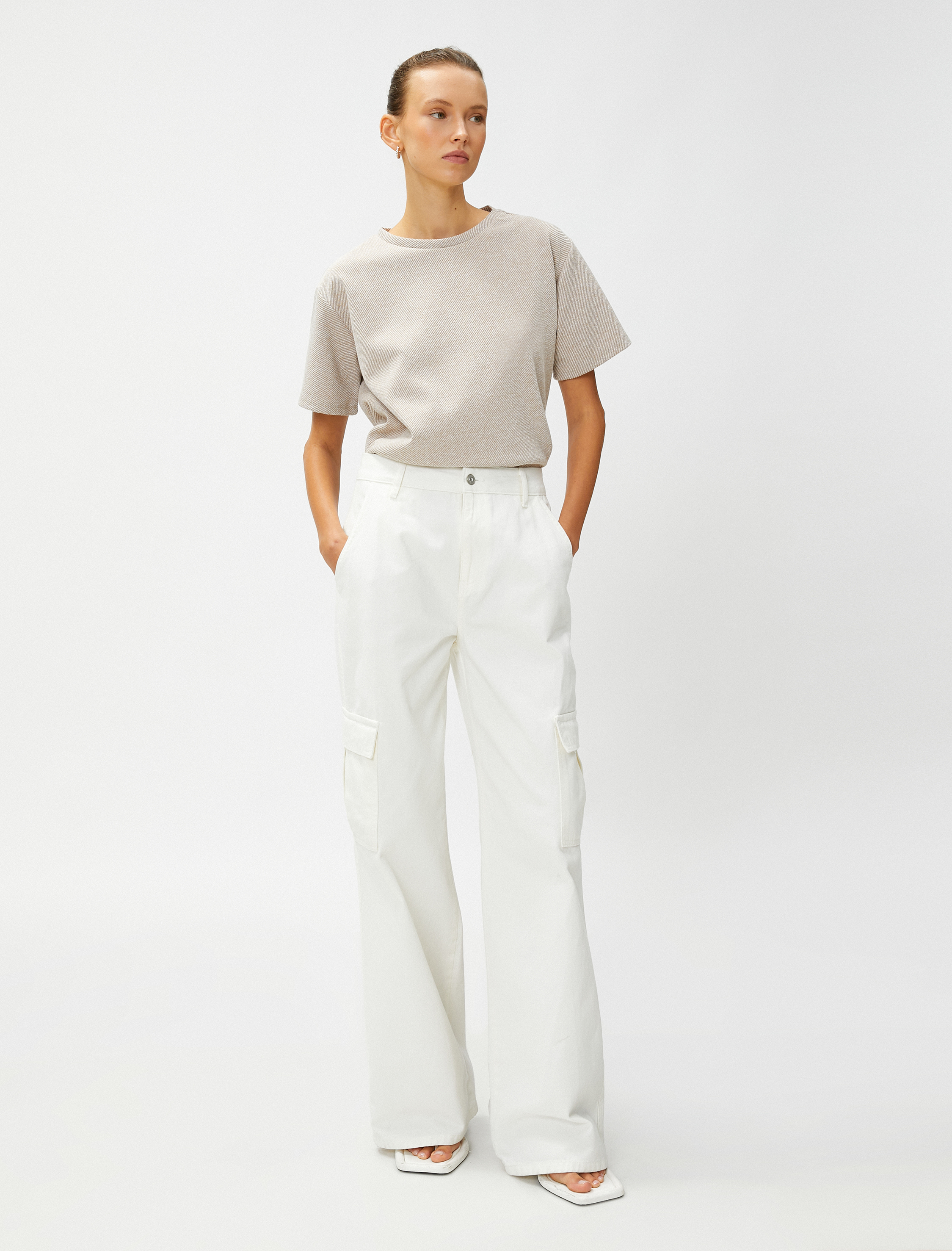   Oversize Tişört Kısa Kollu Bisiklet Yaka