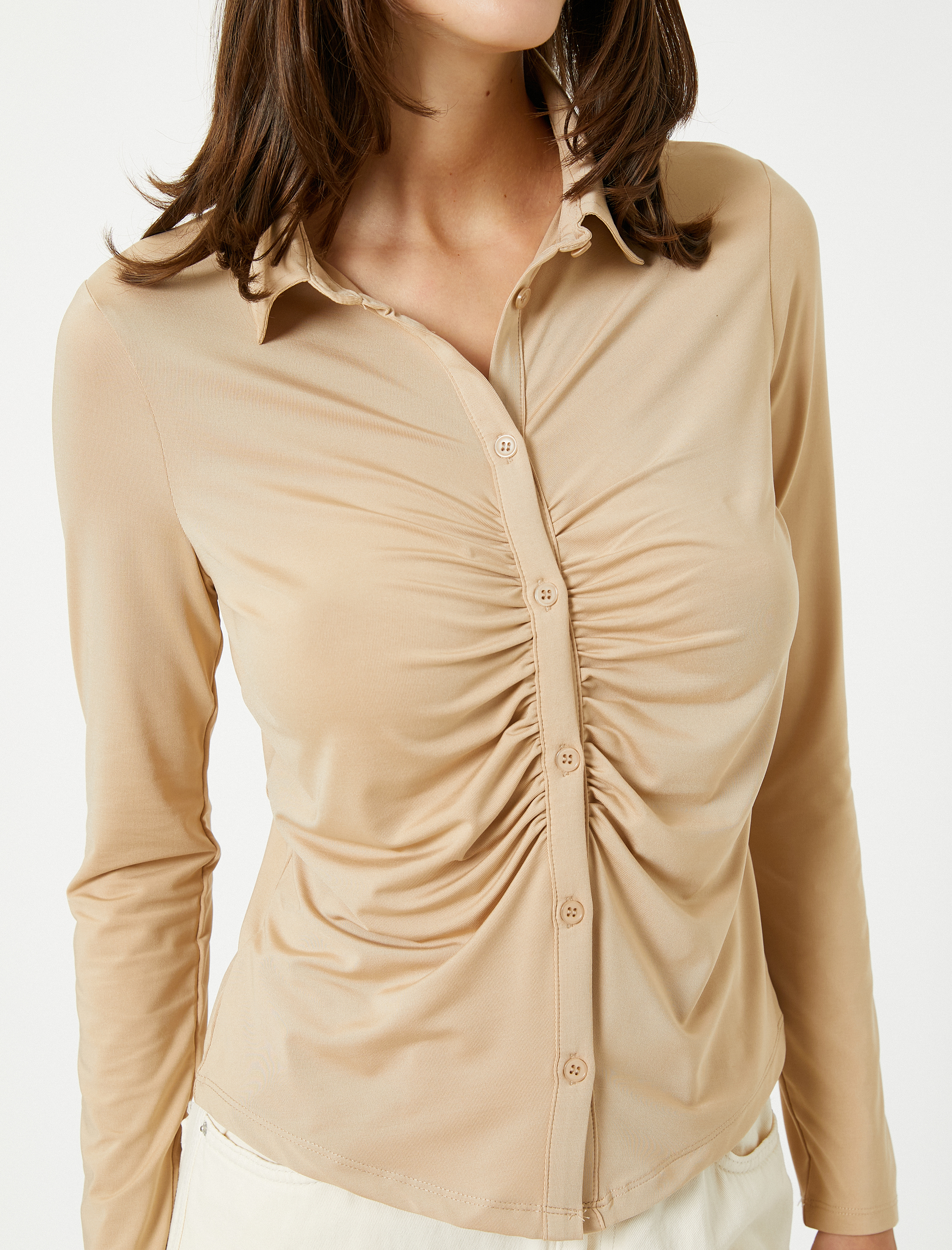   Drapeli Gömlek Uzun Kollu