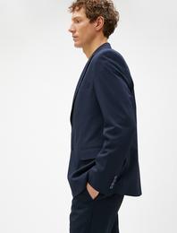 Basic Blazer Ceket Dikiş Detaylı Düğmeli Cepli
