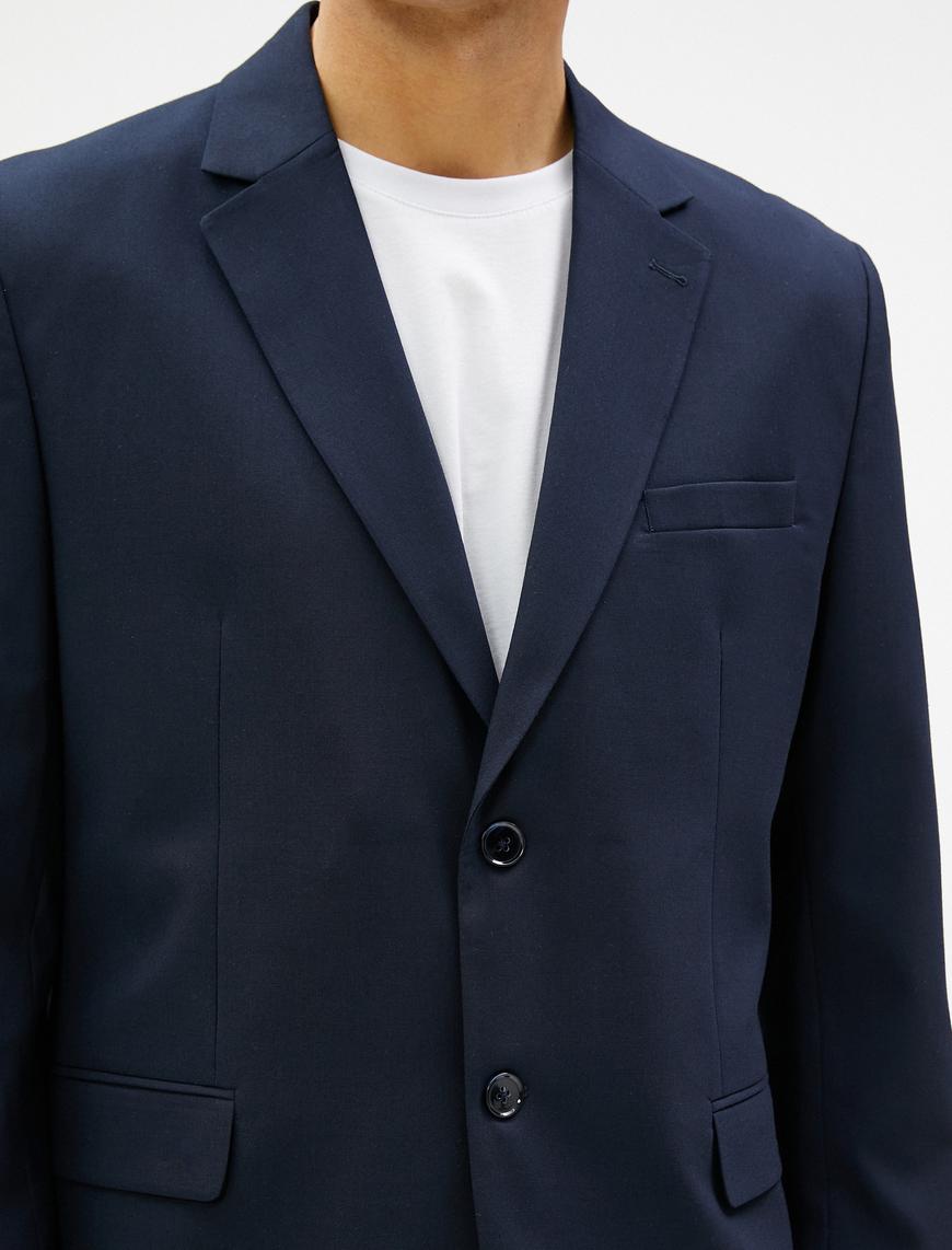   Basic Blazer Ceket Dikiş Detaylı Düğmeli Cepli