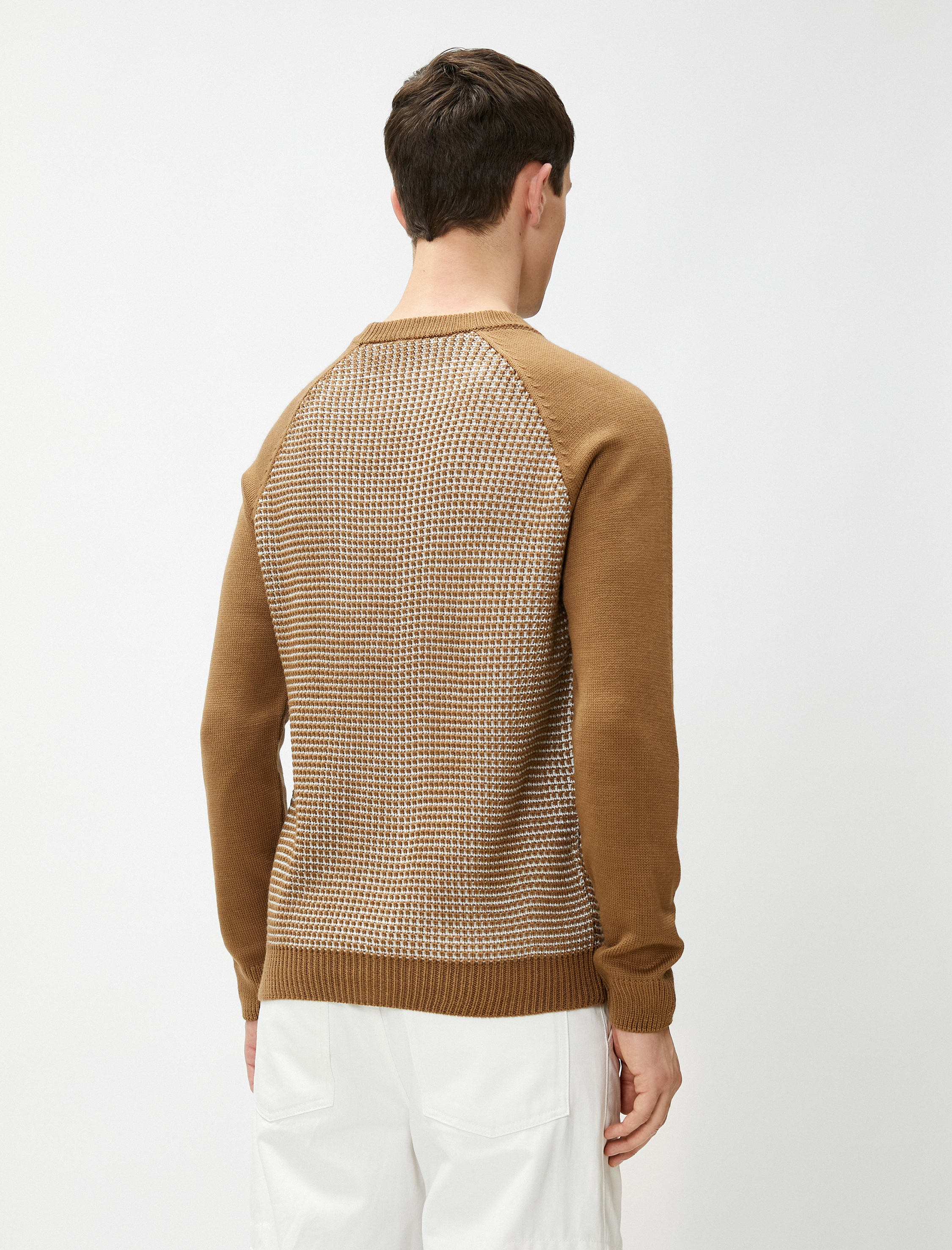   Triko Kazak Bisiklet Yaka Dokulu Renk Bloklu