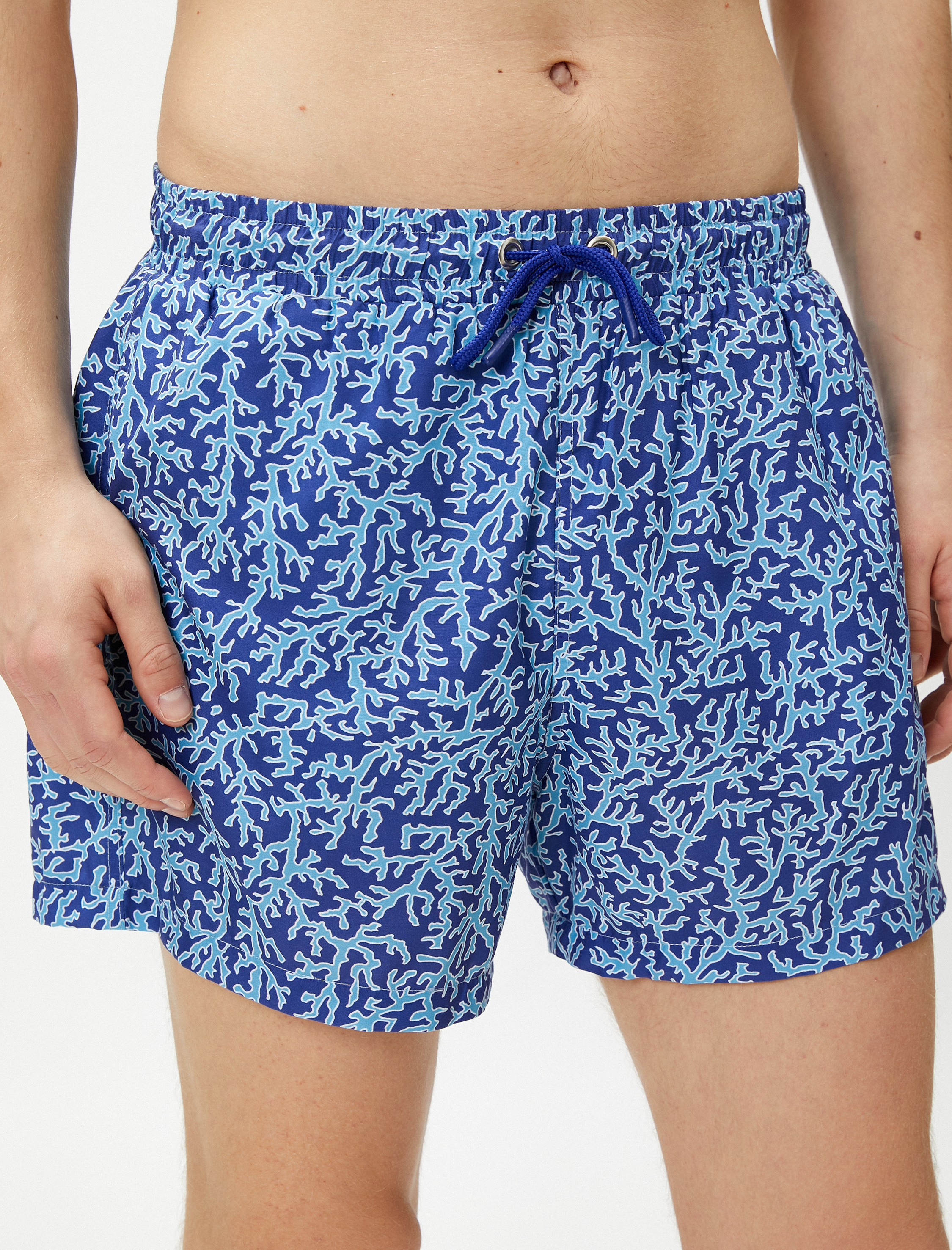   Deniz Şortu Baskılı Beli Bağcıklı Cep Detaylı