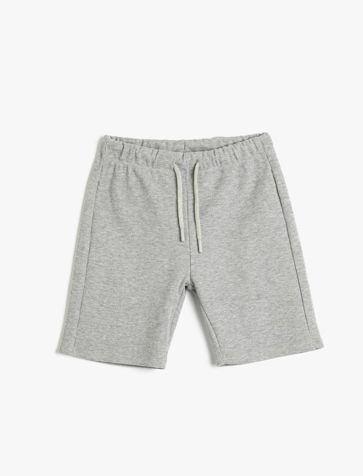 Erkek Çocuk Şort Basic Beli Bağlamalı Pamuklu Dokulu