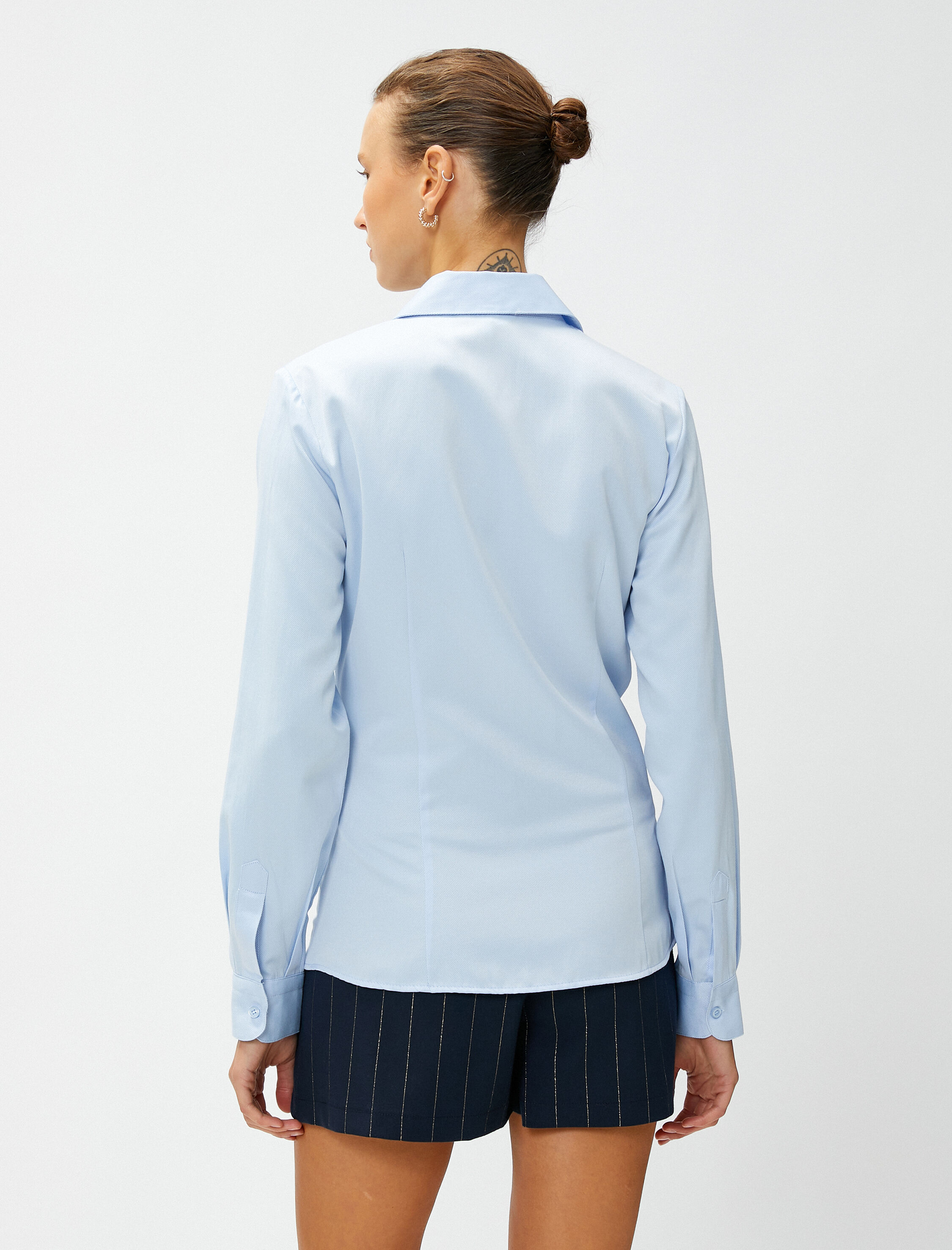   Basic Poplin Gömlek Uzun Kollu Pensli