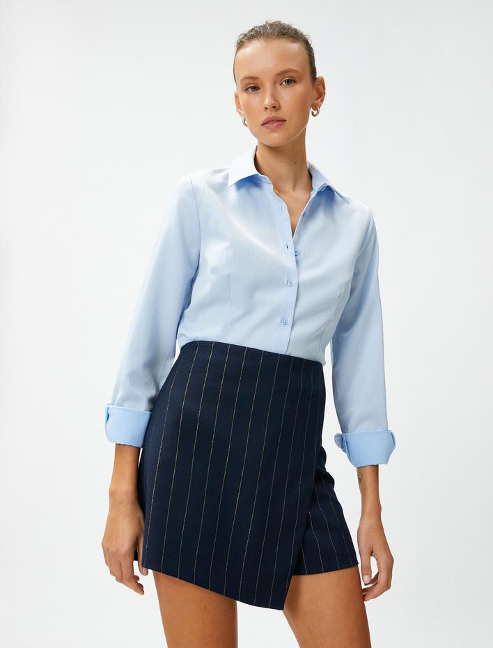  Basic Poplin Gömlek Uzun Kollu Pensli