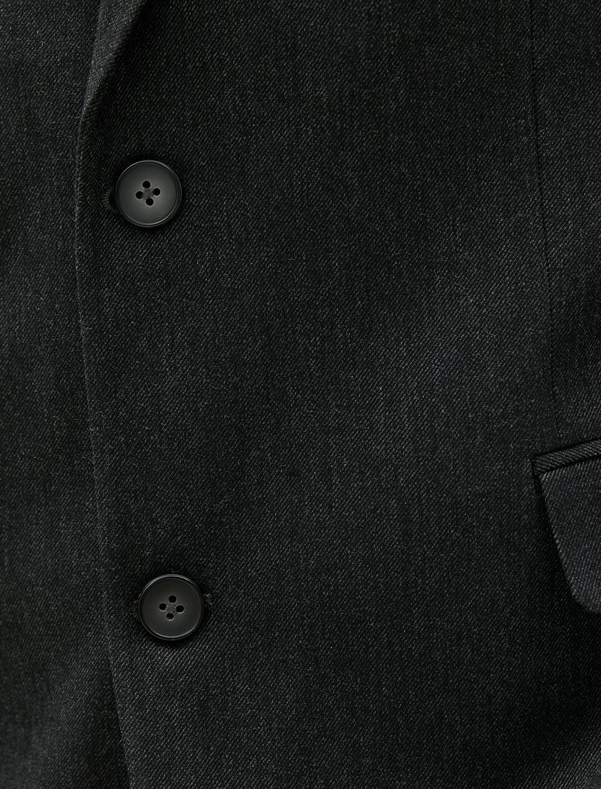   Blazer Ceket Düğmeli Dikiş Detaylı Cepli Dar Kesim