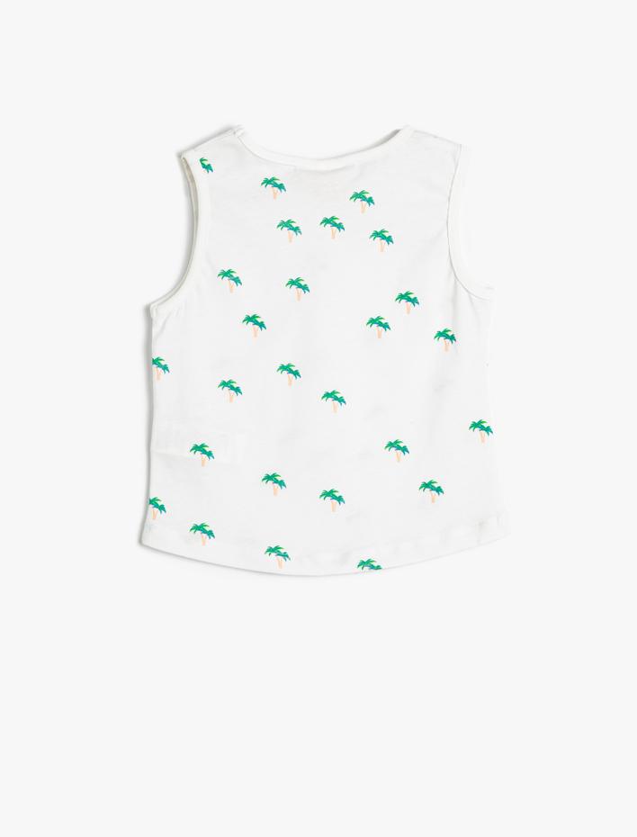 Erkek Bebek Atlet Kolsuz Bisiklet Yaka Baskılı Pamuklu